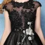 Princess Little Black Dresses 2016 Applique Lace With Sequins Knee Length Short Cocktail Dress