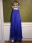 Beautiful Party Dresses 2016 Scoop Neckline Royal Blue Lace Chiffon Long Evening Dress