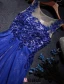 Beautiful Party Dresses 2016 Scoop Neckline Royal Blue Lace Chiffon Long Evening Dress