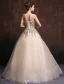 Glitter Kjæreste Beading Paljetter Champagne Organza Gulv Lengde Lang Ballkjoler