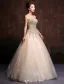 Glitter Kjæreste Beading Paljetter Champagne Organza Gulv Lengde Lang Ballkjoler