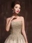 Glitter Kjæreste Beading Paljetter Champagne Organza Gulv Lengde Lang Ballkjoler