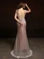 2016 Lyxiga V-ringad Beading Strass Applikations Spets Blomma Champagne Organza Lång Aftonklänning