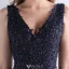 Élégante Robe De Bal 2016 V-cou Applique De Dentelle De Paillettes Marine Tulle Bleu Robe Longue
