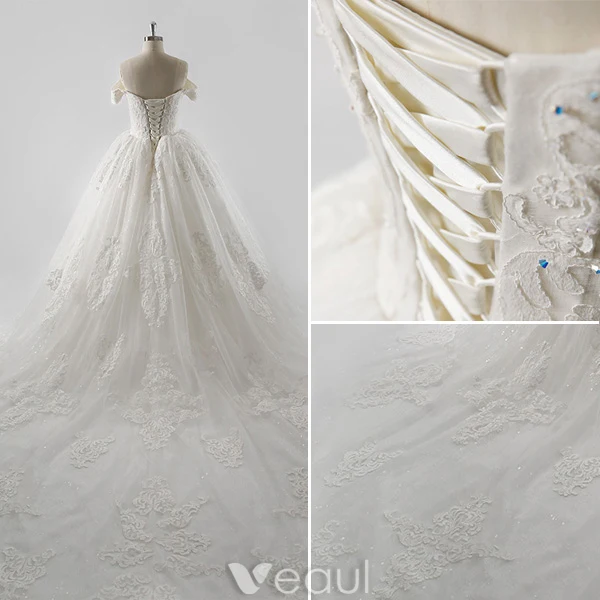 Prinzessin Brautkleider 2016 Ballkleid Quadratischen Ausschnitt Applikation Gehobenen Spitzen Pailletten Rüschen Tüll Hochzeitskleid Mit Langen Tailing