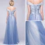 Elegant Evening Dresses 2016 A-line Off The Shoulder Backless Sky Blue Long Dress