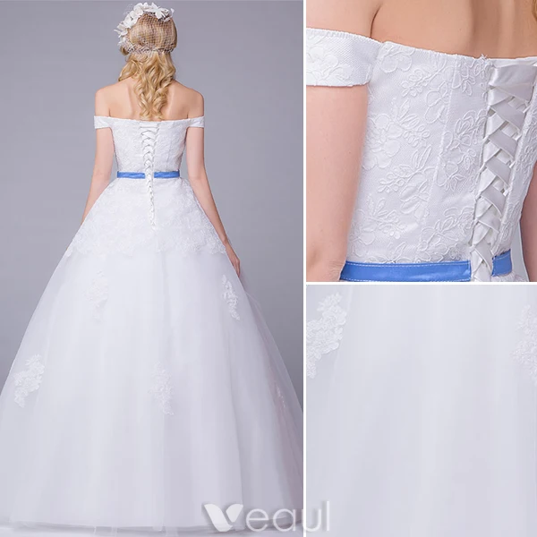 wedding dress with blue sash Eloise Blue Silk Wedding Dress