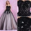 Mote Kjæreste Ballkjoler Kjoler 2016 Beading Rhinestones Lang Svart Tyll Ballkjole Med Tailing