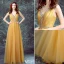 Glamorous Evening Dresses 2016 Deep V-neck Ruffle Soft Yellow Tulle Dress With Rhinestones