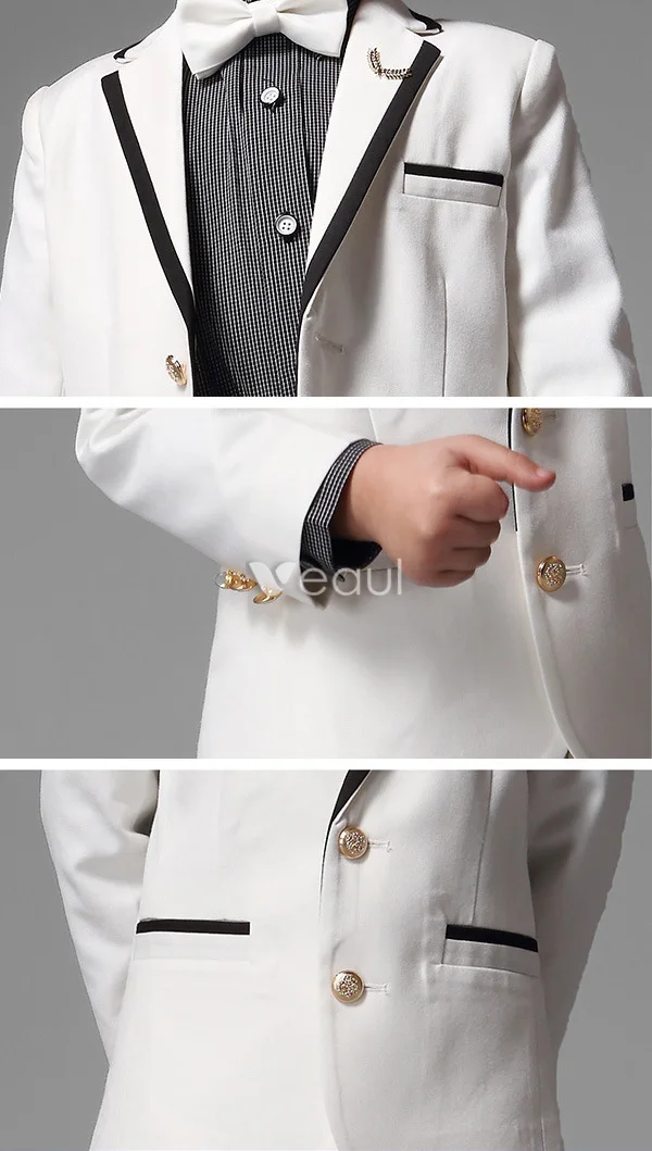Childrens White Suits, Boys Wedding Suits 4 Sets
