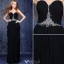 Elegant Svart Selskabskjoler 2016 A-linje Kjæreste Beading Krystall Rusket Chiffon Lang Kjole