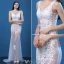 Sexy Lace Evening Dresses 2016 Mermaid Deep V-neck Applique Lace Tulle Backless Evening Dress