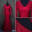 Elegant Burgundy Aftonklänningar 2016 Mermaid Beading V-ringad Långa Ärmar Spets Formell Klädsel Med Skärp