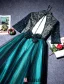Vintage High Neck Evening Dress Beadding Sequins With Lace Backless Dark Green Tulle Long Dress