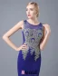 Moda Syrena Suknie Wieczorowe 2016 Wycięciem Aplikacja Koronki Brokat Niebieski Royal Satynowa Suknia