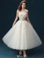 Klassieke Strapless Applique Kant Bloemen Enkellange Ivoor Trouwjurk