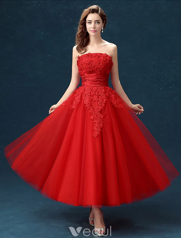 Klassieke Strapless Applique Kant Bloemen Enkellange Ivoor Trouwjurk