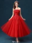 Klassieke Strapless Applique Kant Bloemen Enkellange Ivoor Trouwjurk