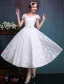 Beautiful Short Wedding Dresses 2016 Off The Shoulder White Lace Wedding Dress With Flower Sash