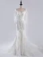 Luxury Mermaid Wedding Dresses 2016 Scoop Neck Applique Heart Shaped Lace Wedding Dress With Long Tailing