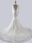 Luxury Mermaid Wedding Dresses 2016 Scoop Neck Applique Heart Shaped Lace Wedding Dress With Long Tailing