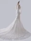 Luxury Mermaid Wedding Dresses 2016 Scoop Neck Applique Heart Shaped Lace Wedding Dress With Long Tailing
