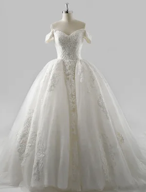 Prinzessin Brautkleider 2016 Ballkleid Quadratischen Ausschnitt Applikation Gehobenen Spitzen Pailletten Rüschen Tüll Hochzeitskleid Mit Langen Tailing