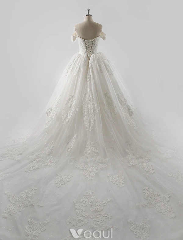 Prinzessin Brautkleider 2016 Ballkleid Quadratischen Ausschnitt Applikation Gehobenen Spitzen Pailletten Rüschen Tüll Hochzeitskleid Mit Langen Tailing