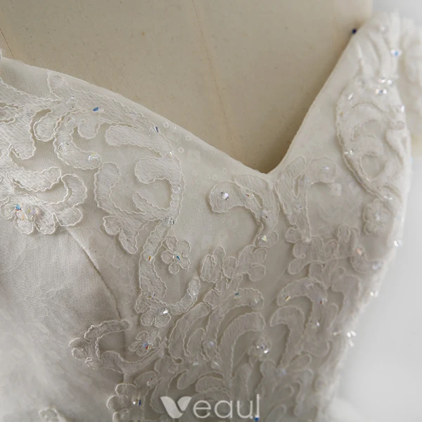 Prinzessin Brautkleider 2016 Ballkleid Quadratischen Ausschnitt Applikation Gehobenen Spitzen Pailletten Rüschen Tüll Hochzeitskleid Mit Langen Tailing