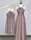 Vakker Selskapskjoler Krystall Tube Scoop Halsen Volanger Champagne Chiffon Kjole