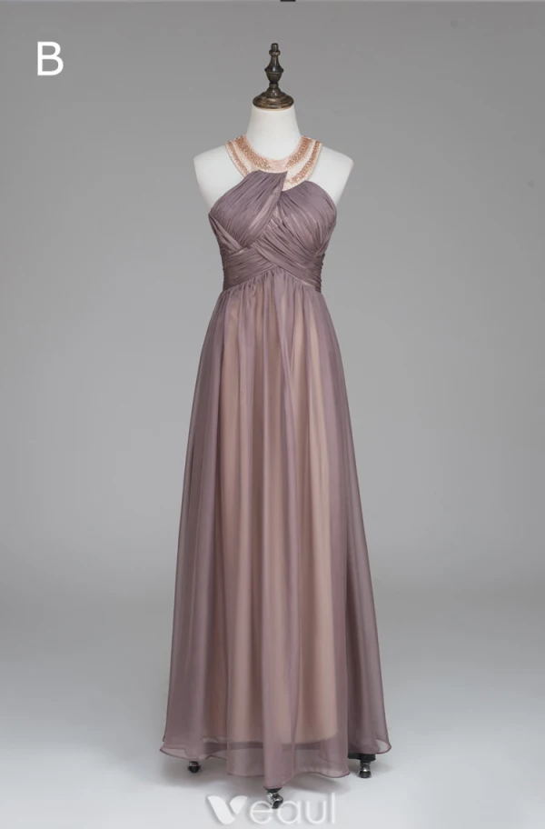 Vakker Selskapskjoler Krystall Tube Scoop Halsen Volanger Champagne Chiffon Kjole