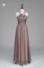 Vakker Selskapskjoler Krystall Tube Scoop Halsen Volanger Champagne Chiffon Kjole