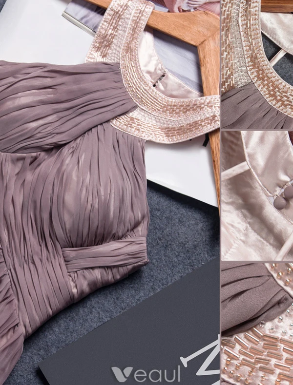 Vakker Selskapskjoler Krystall Tube Scoop Halsen Volanger Champagne Chiffon Kjole