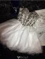Advanced Handmade Corset Cocktail Dress Beading Crystal White Organza Little Party Dress
