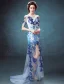 Sexy Evening Dresses 2016  Scoop Neckline Printing Flowers Sequins Tulle Dress