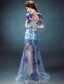 Sexy Evening Dresses 2016  Scoop Neckline Printing Flowers Sequins Tulle Dress