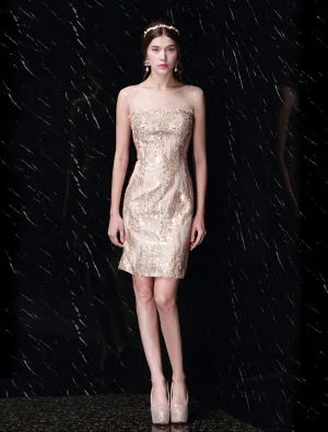 Robe Courte Partie Belle Paillettes D Or Robe De Cocktail Dos Nu