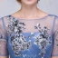 Beautiful Evening Dresses 2016 A-line Square Neckline Applique Sequins Lace Ink Blue Tulle Long Dress With Sash