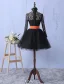 Elegant Lace Party Dress With Bow-knot Short Little Black Dress With Long Sleeves