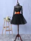 Elegant Lace Party Dress With Bow-knot Short Little Black Dress With Long Sleeves