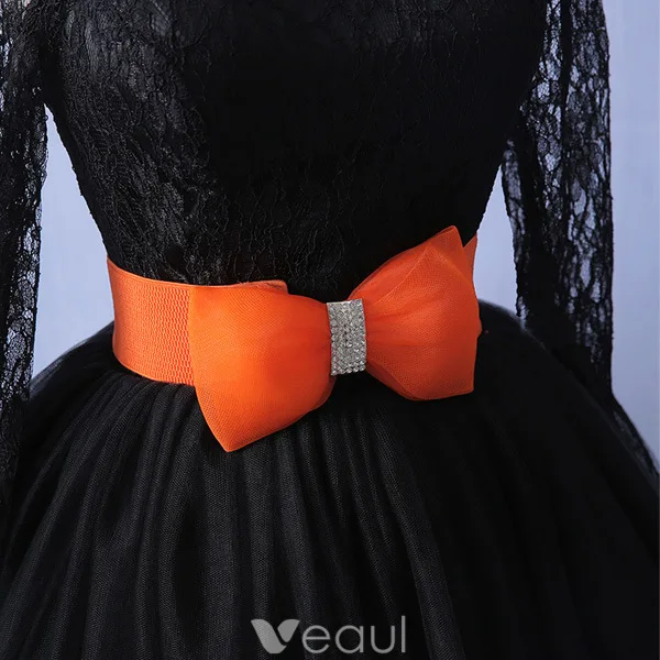 Elegant Lace Party Dress With Bow-knot Short Little Black Dress With Long Sleeves