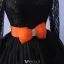 Elegant Lace Party Dress With Bow-knot Short Little Black Dress With Long Sleeves