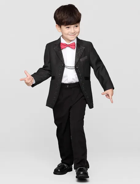 Black Suits For Child, Boys Wedding Suits 4 Sets