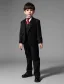 Children's Black Suits With Red Tie, Boys Wedding Suits 5 Sets