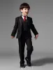 Children's Black Suits With Red Tie, Boys Wedding Suits 5 Sets