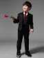 Children's Black Suits With Red Tie, Boys Wedding Suits 5 Sets