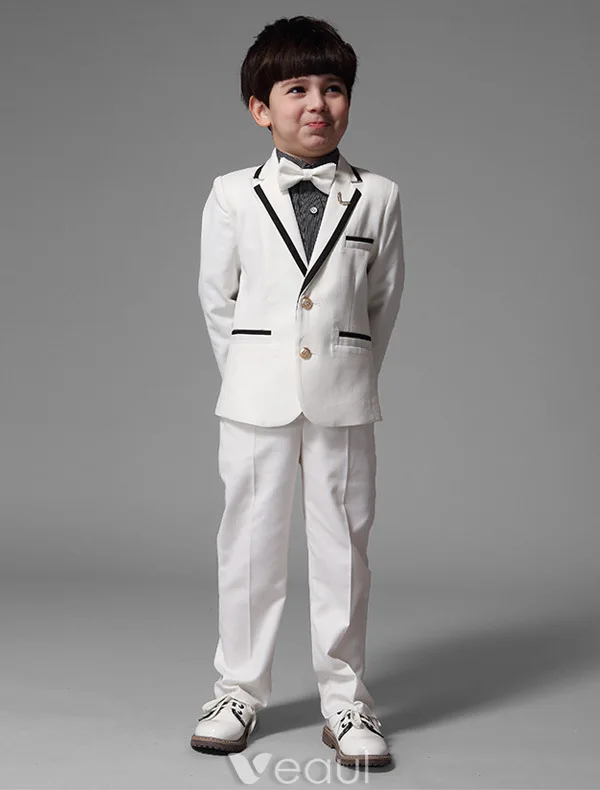 Childrens White Suits, Boys Wedding Suits 4 Sets