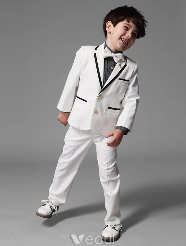 Childrens White Suits, Boys Wedding Suits 4 Sets