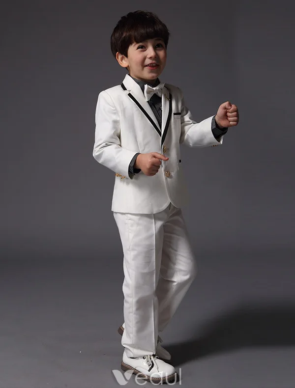 Childrens White Suits, Boys Wedding Suits 4 Sets