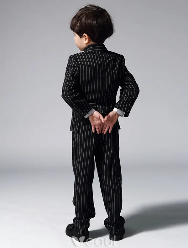 Boy's Black Suits With White Stripes Children‘s Suits 4 Sets
